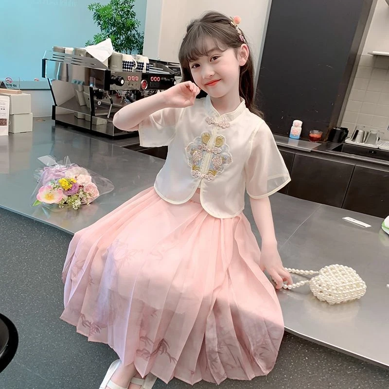 

Hanfu girls' dress, new summer style, Chinese traditional outfit, performance costume for Children's Day, summer princess dress