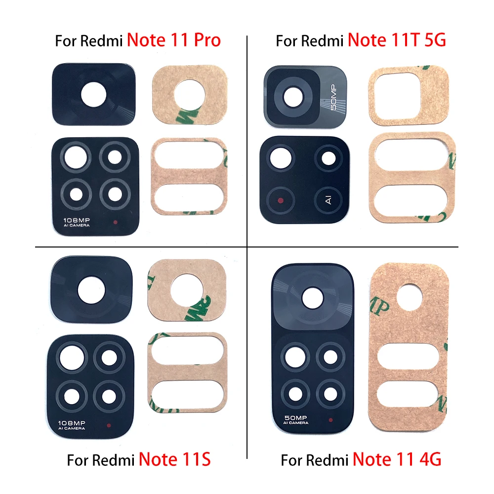 Rear Camera Glass Lens For Xiaomi Redmi Note 11 4G 11 Pro Plus 5G 11E 11S 11T 5G  Back Camera Glass Lens Adhesive Parts