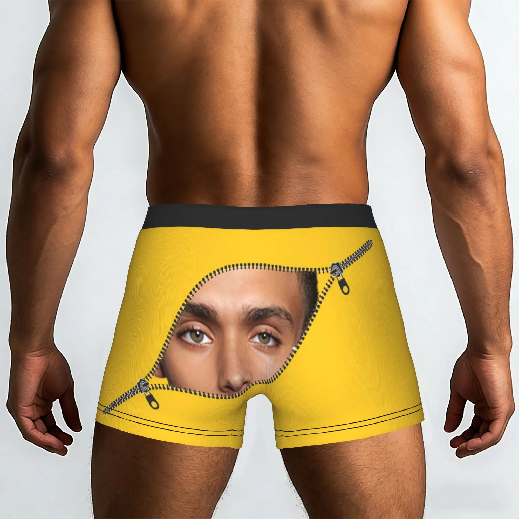 Custom Personalized Face Photo Zipper Underwear Male Print  Boxer Shorts Panties Briefs Soft Underpants