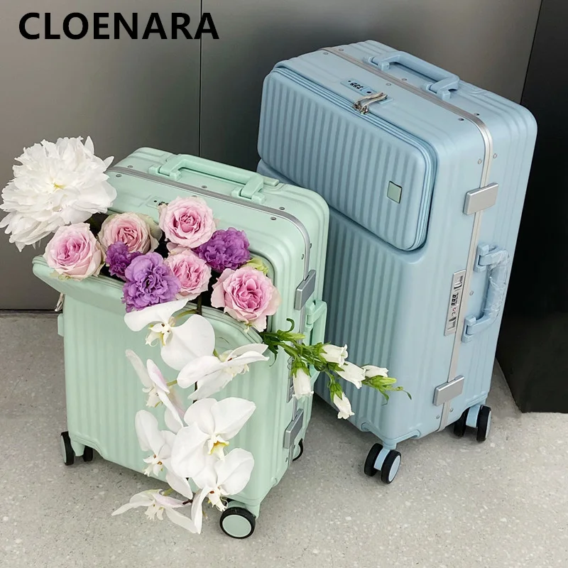 

COLENARA 20"22"24"26" Inch High-quality Luggage Men's Business Front-opening Laptop Trolley Case Women's Rolling Suitcase