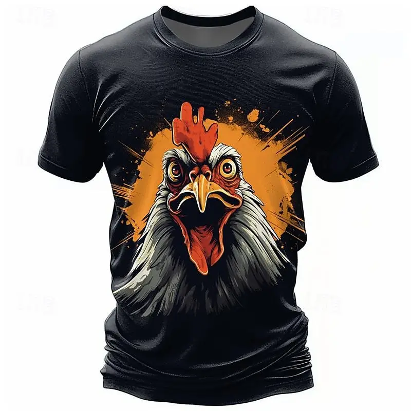 

Summer 3D Cockfighting Print T Shirts For Men Hip Hop Fashion Breathable Tops Casual ​O-Neck Short Sleeve Tees Oversized T-shirt