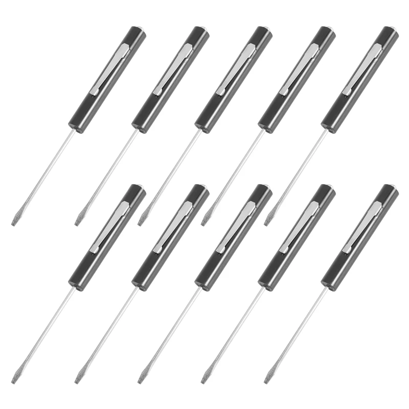 New 10 Pieces Pocket Screwdriver Mini Tops And Pocket Clips Pocket Screwdriver Magnetic Slotted Pocket Screw Driver