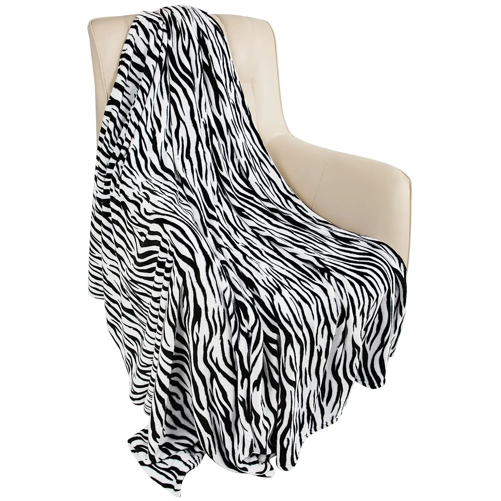 

Flannel Fleece Throw Blanket for Couch Zebra Blanket Black White Fuzzy Lightweight Warm Cozy Comfy Soft Blanket for Bed Sofa