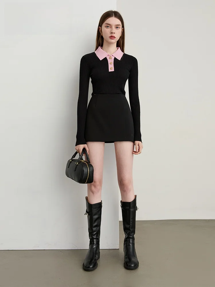 블라 울 니트 스웨터 여성 슬림핏 캐주얼 긴 소매 버튼 디테일 클라우드 니트 시리즈 디플레이 패션 2025