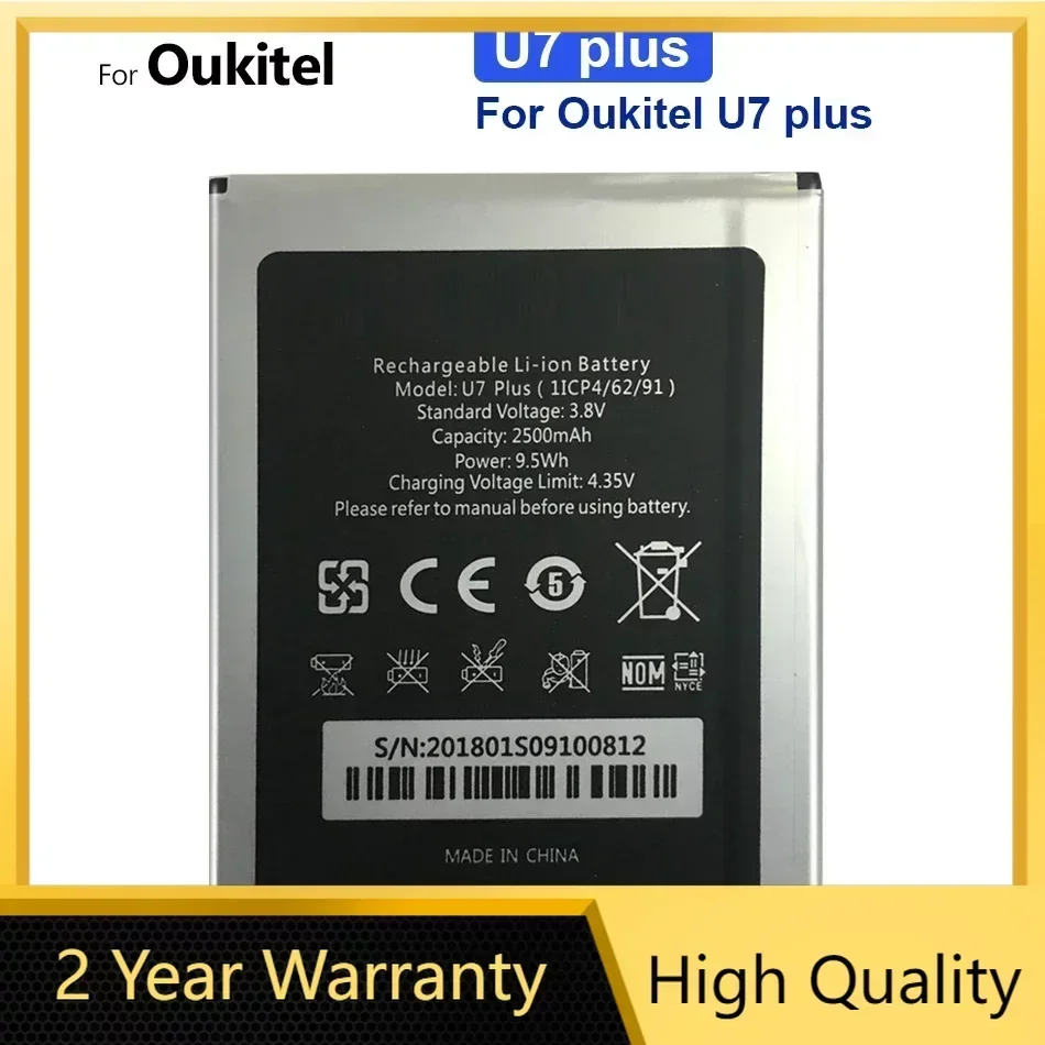 

Battery For Oukitel U7 Plus, U7plus, 2500mAh, Bateria