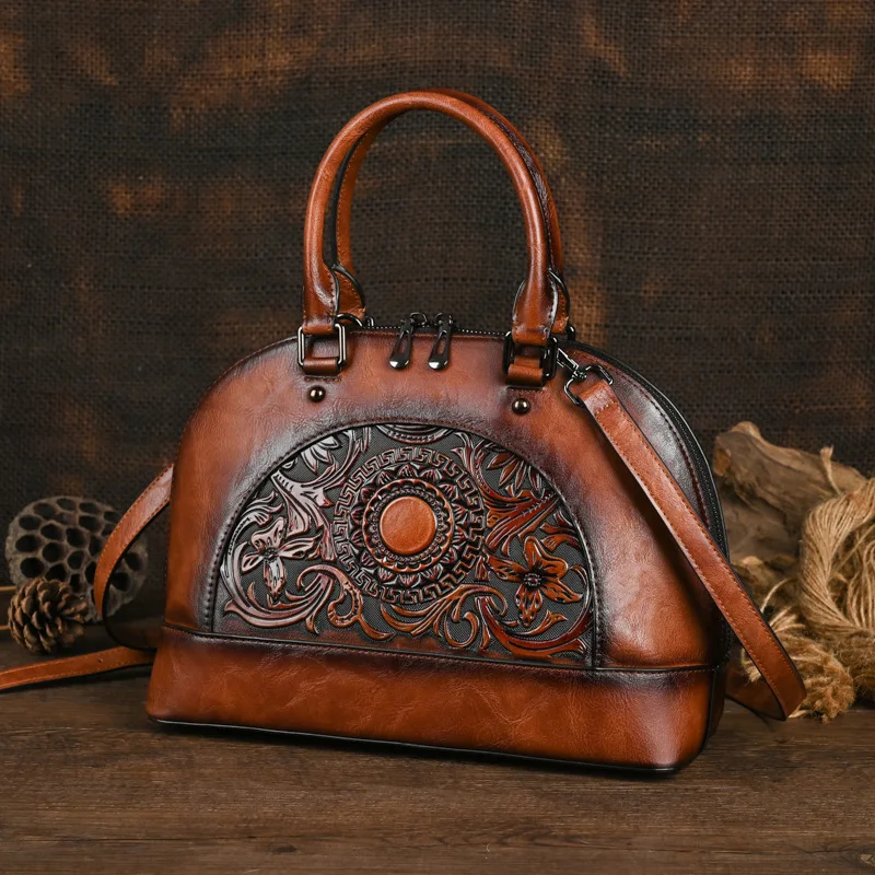 MOTAORA New Vintage PU Leather Shoulder Bag Women\'s Large Capacity Crossbody Handbag Female 2024 Luxury Handmade Crossbody Bags