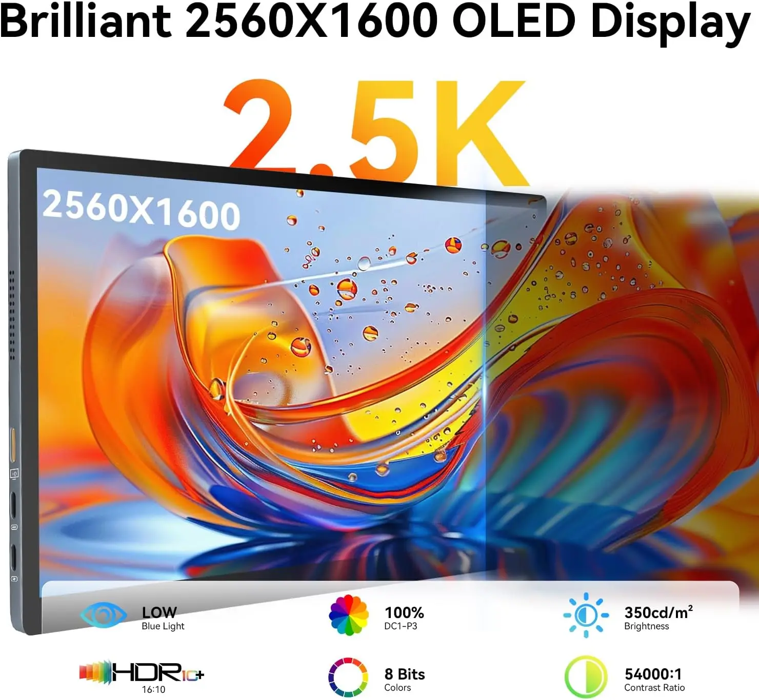 HOT Gam of work 10.5" OLED 2.5K Portable Touch Monitor 100% DCI-P3 for Windows Android Switch Dual Screen For PC Loptop Extensio - view 3