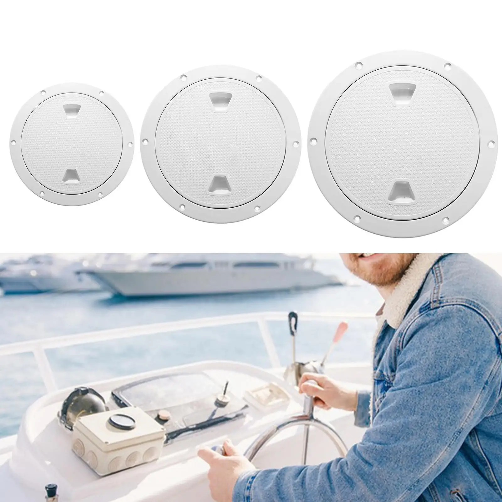 

Marine Boat Hatch Cover Marine Inspection Deck Hatch Yacht Non Slip Circular Convenient Assemble Ships with Detachable Cover