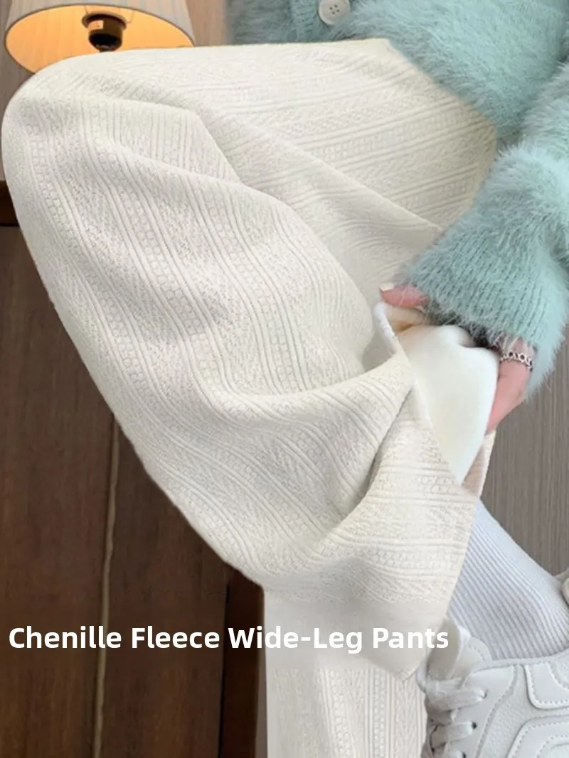 

Вельветовые широкие брюки с высокой талией на подкладке, повседневные прямые женские осенне-зимние длинные брюки длиной до пола