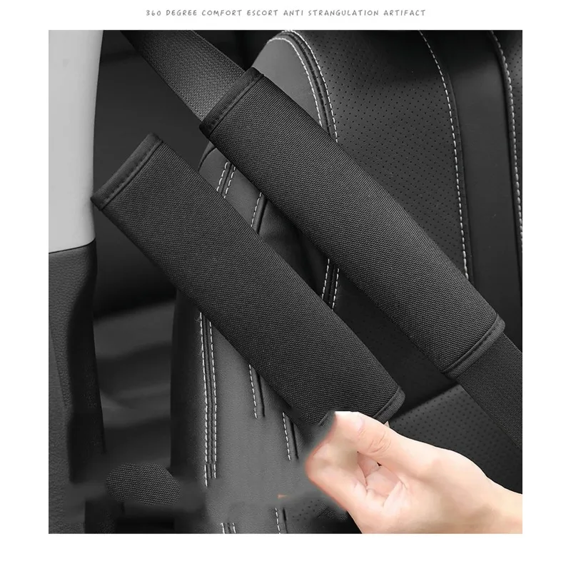 Kit de funda para cinturón de seguridad de coche, 2 uds., algodón negro, suave, correa para cinturón de seguridad de coche, hombrera para adultos y niños, herramientas para automóviles