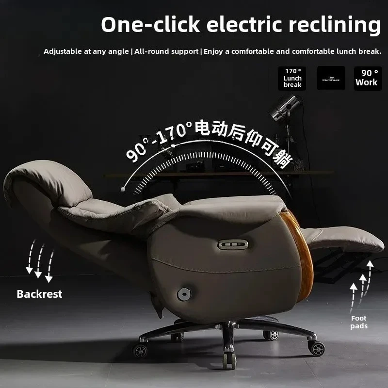 

TQH Electric Reclining Boss Chair Leather Light Luxury Business Office Chair High-end Cowhide President Chair