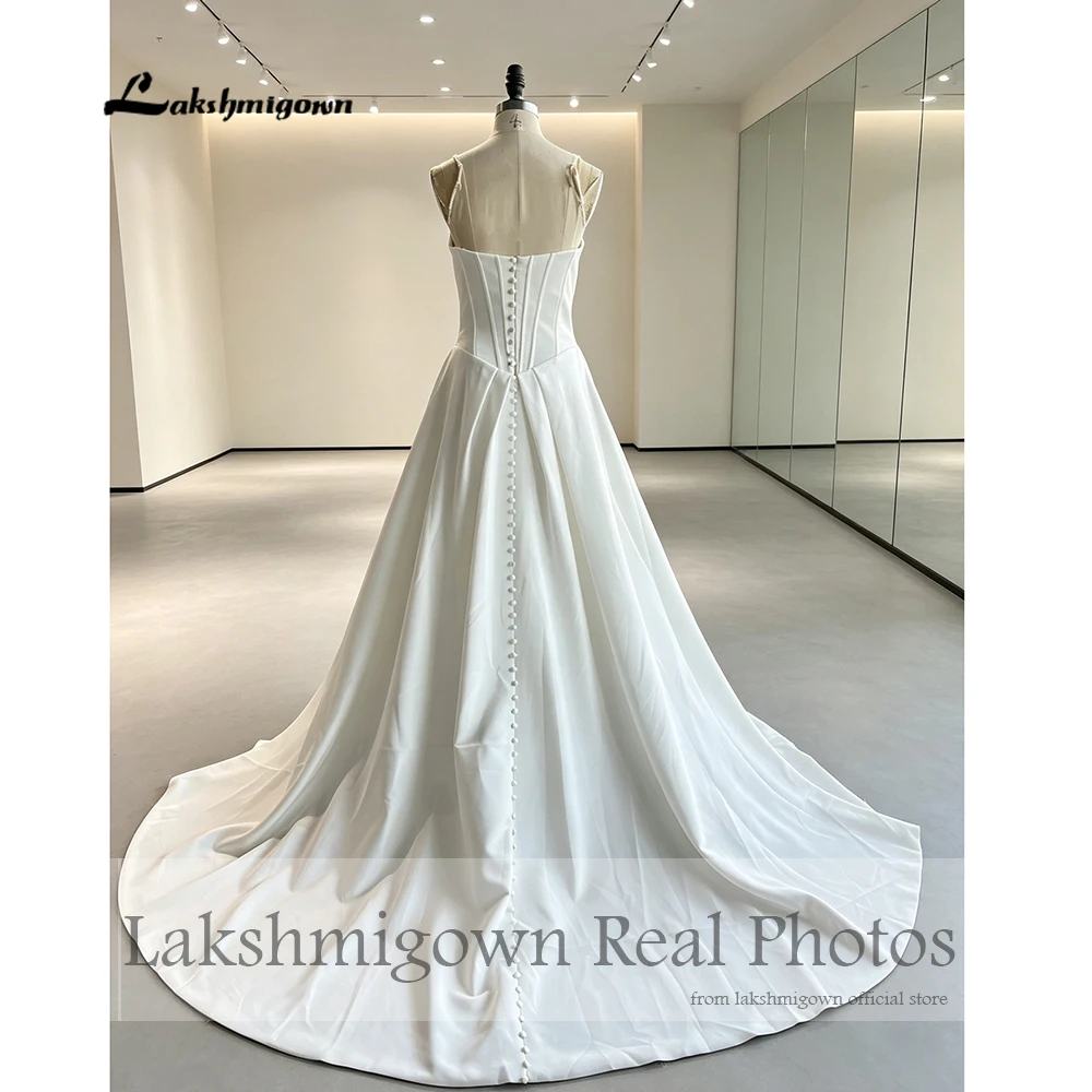 Lakshmigown Schulterfreies Crepe-Satin-Hochzeitskleid 2027 Echte Fotos A-Linie Brautkleider für formelle Partys Maßanfertigung – Detail 8