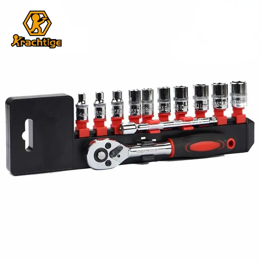 Krachtige 12 sztuk 1/4 "zestaw kluczy nasadowych z grzechotką wielofunkcyjne narzędzie do naprawy 4-13mm szybkozłączka dwustronne narzędzia grzechotkowe