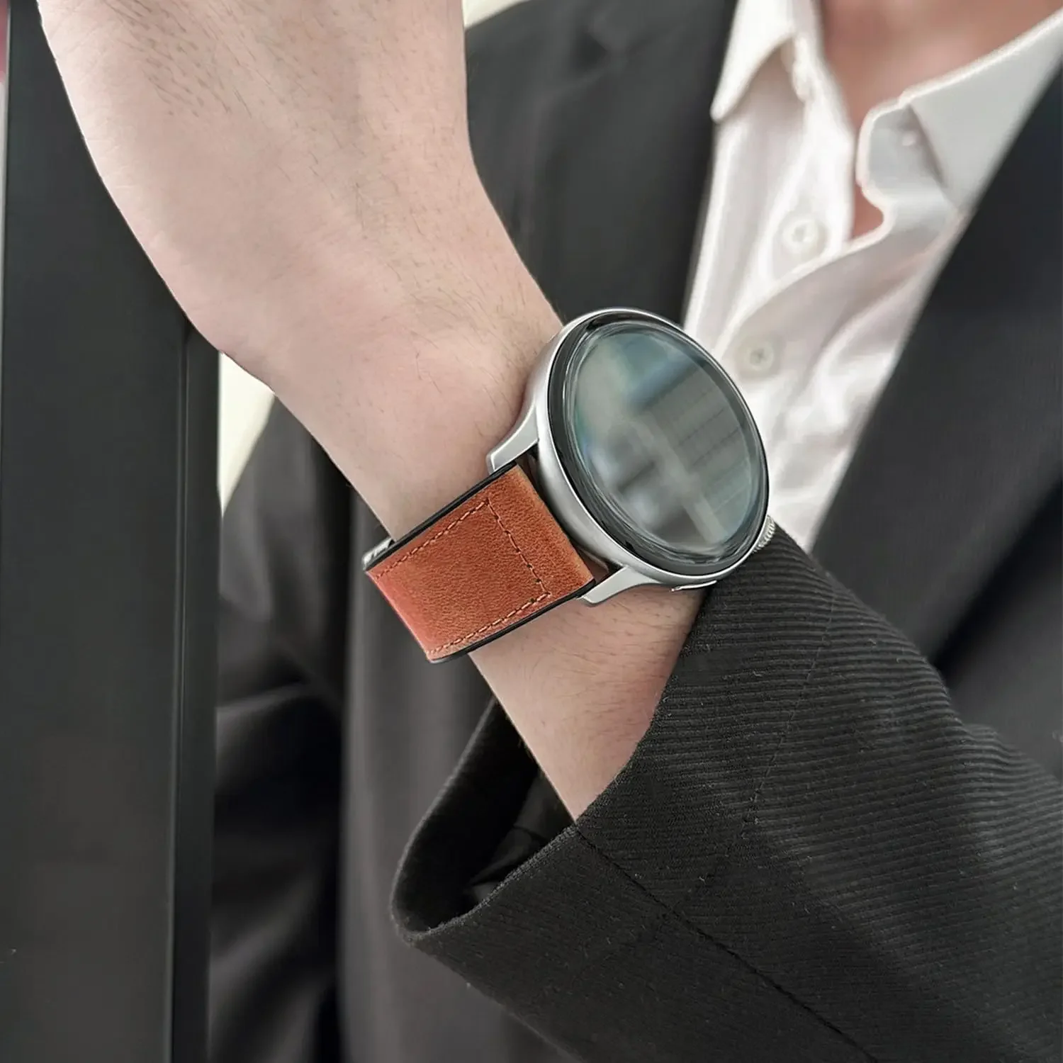 22 มม.สายหนังซิลิโคนสําหรับ Samsung Galaxy Watch 6/5/4/3 Garmin Xiaomi ใช้งานร่วมกับนาฬิกาสมาร์ทปรับ unisex