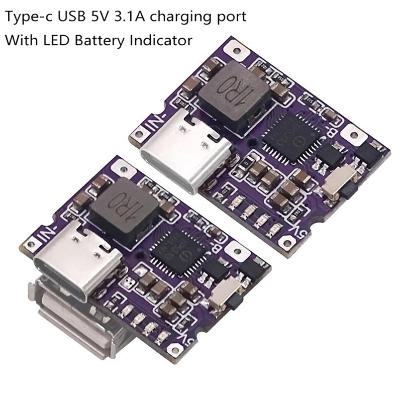 Tipo-C USB 5V 3A Boost Converter Step-Up Power Module IP5310 Mobile Power Bank Acessórios com interruptor LED Indicador