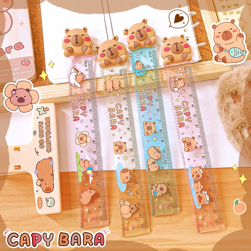 kawaii stationery items back to school supplies drawing cute capybara Ruler school accessories All for school school useful