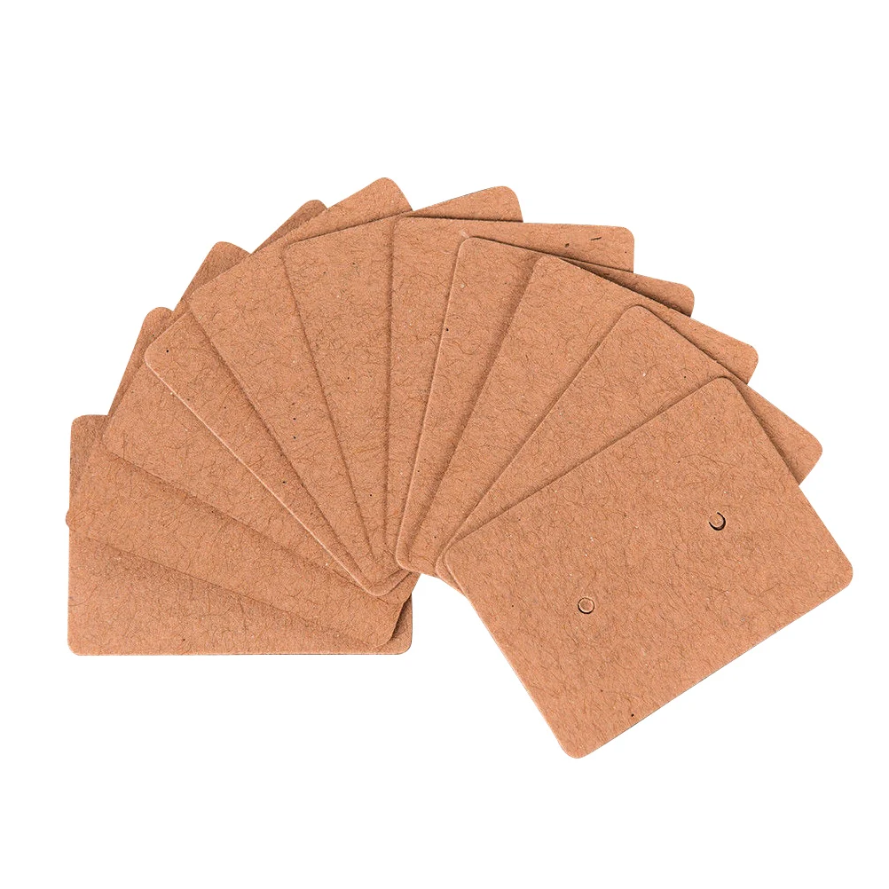 100Pcs Blank Earrings Ear Studs Tags Kraft Paper Display Card Hanging Jewelry Brown