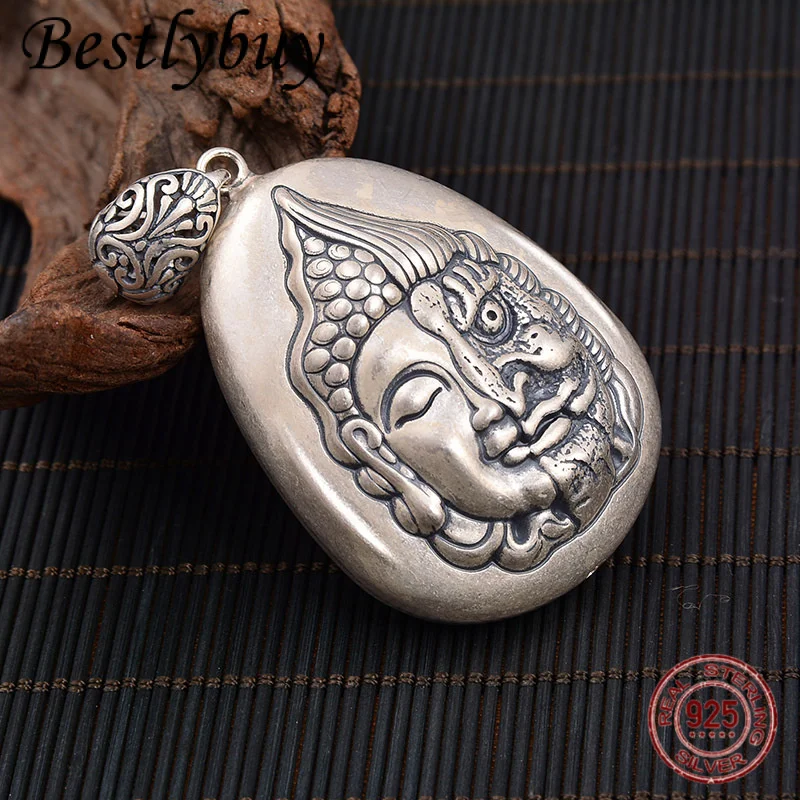 

Новый S990 однотонный матовый Будда Демон мужской и женский персонализированный кулон серебряного счастливого талисмана