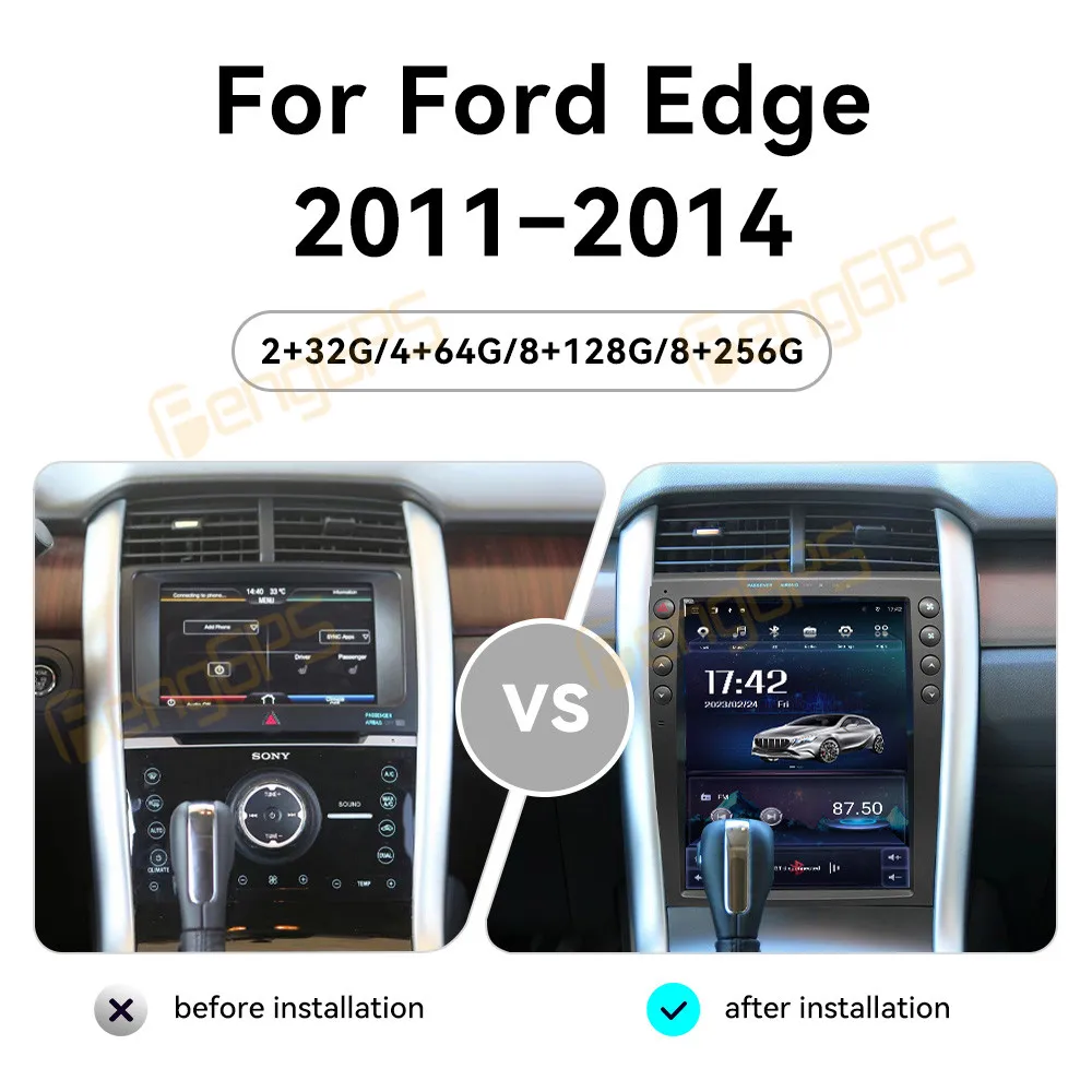 

12,1-дюймовый автомобильный радиоприемник на Android 13 с CarPlay для Ford Edge 2011-2014, сенсорный экран, мультимедийный плеер, GPS-навигация, головное устройство, DSP