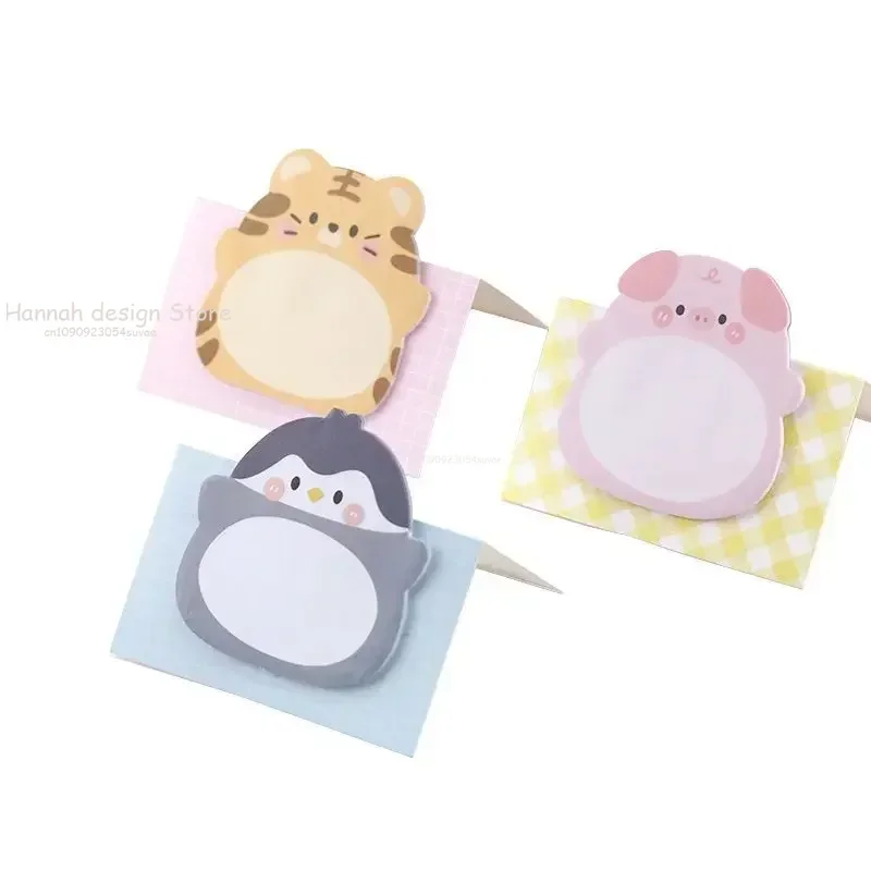 Adhesive Kawaii Cartoon Animals Sticky Note Notepad Message Memo Pad Cute Creative Office School Supplies Stationery Sticker