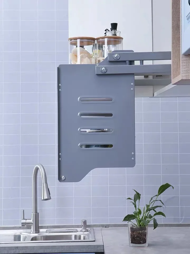 Pull Down Up Hardware Storage Chromed Wire Basket Shelf System Equipment Lifting Lift Elevator for Kitchen Wall Cabinet