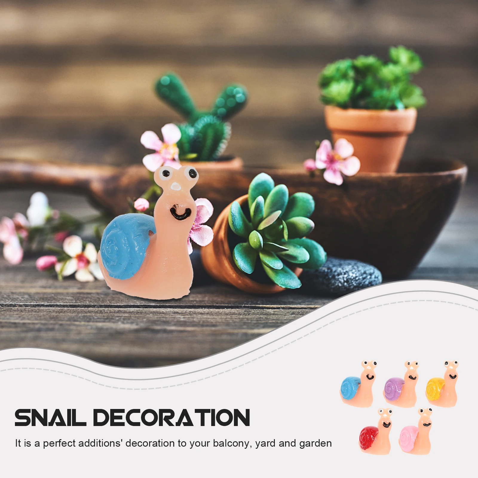 

20 Pcs Snail Shape Decor Synthetic Resin Miniature Garden Figurines Durable Ornaments for Balcony Yard Landscape Bonsai Decors