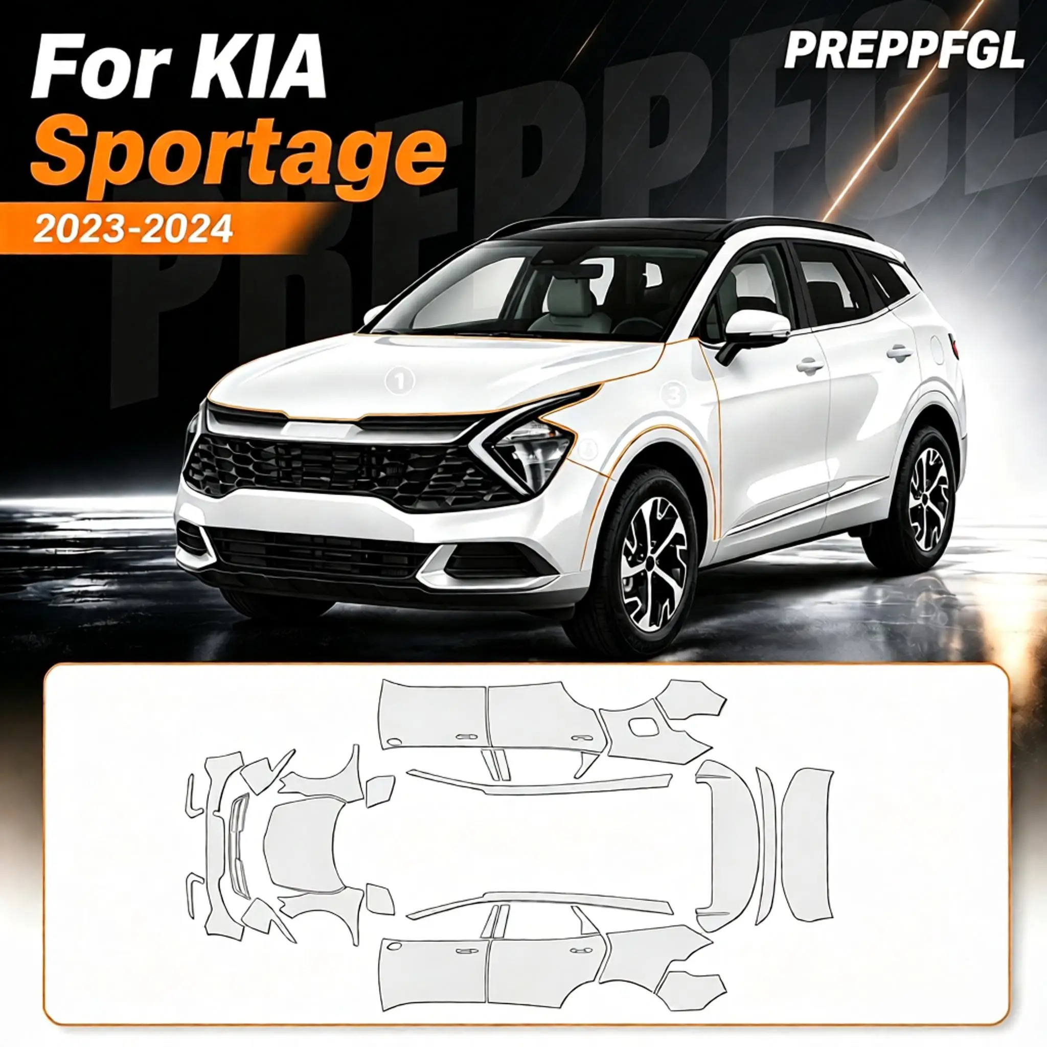 For KIA Sportage 2023-2024 9Mil TPU Bumper Pre-cut PPF Paint Protective Film Custom Anti Scratch Self-Healing Transparent