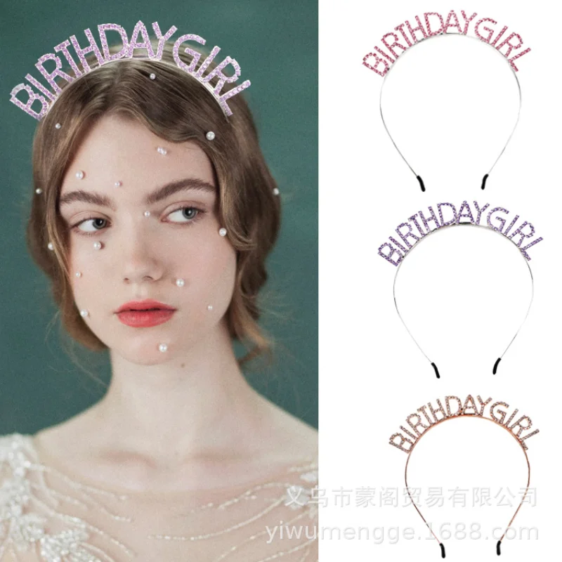 Holiday Party Hair Card Christmas Lady Diamond Headwear Decoration Prop Birthday Letter Headwear Hair Jewelry Queen's Crown