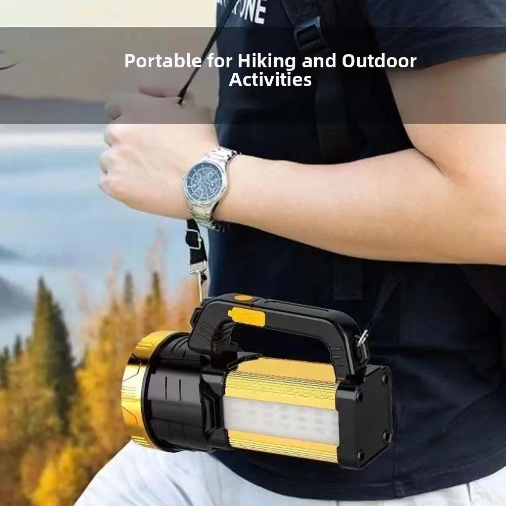 Anti-splash Water Camping Searchlight Dimmable with Side Lights Powerful Handheld Lantern LED USB Rechargeable