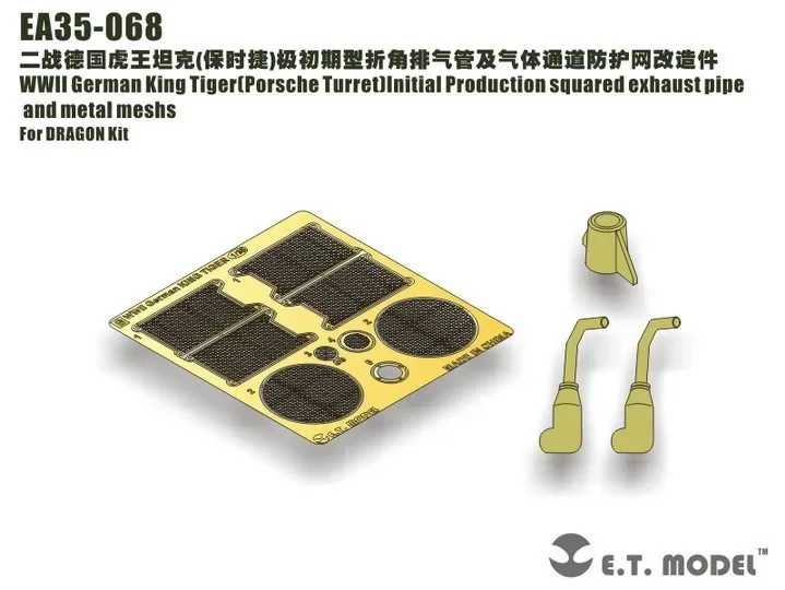 ET Model EA35-068 WWII Duitse King Tiger Initial Production vierkante uitlaatpijp