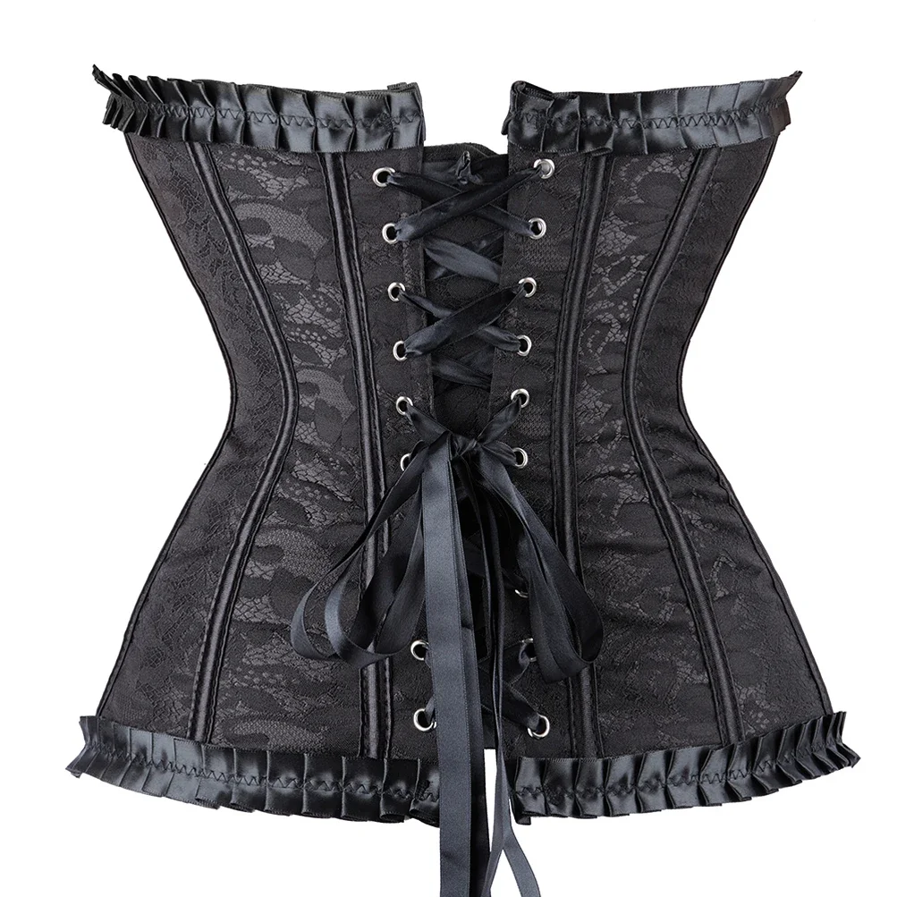 Korsetjurk voor dames Bustiers met veters Vintage korsetten met tule rok Grote maten burleske kostuums Goth Outfit