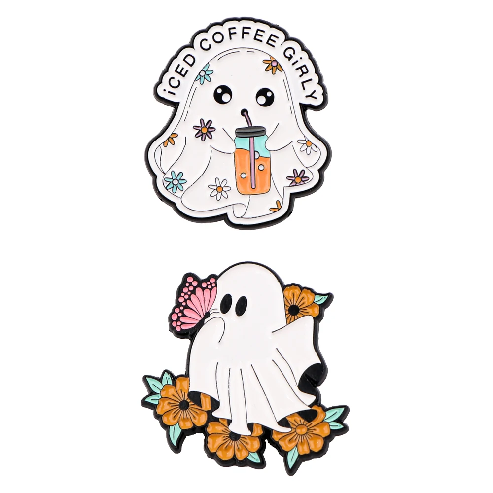 

Cute Cartoon Ghost Brooches for Clothes Kids' Enamel Pins Lapel Pins for Backpacks Badges Accessories Halloween Gifts