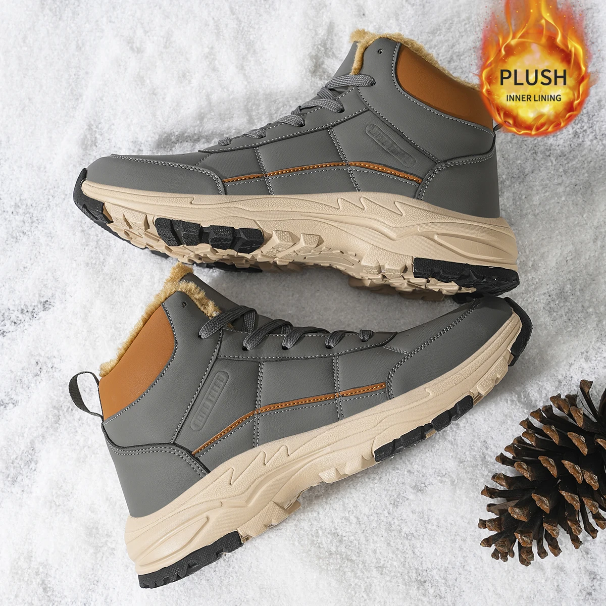 Herren-Sportschuhe in großen Größen mit Plüsch-Innenfutter, Outdoor-Wanderschuhe, bequeme, lässige, modische Trainingsschuhe für Paare – Detail 3
