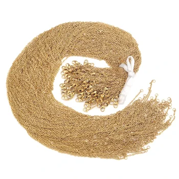 100 sztuk hurtownie platerowane stali nierdzewnej 18K złoty Link łańcuszek kablowy zapięcie homara DIY biżuteria regulowany złoty naszyjnik dostaw