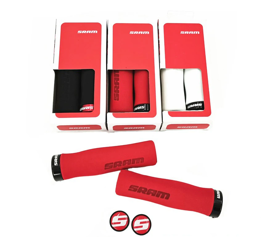 SRAM LOCKING GRIPS CONTOUR FOAM Red/Black Clamp White/Black Clamp 129mm/129mm Available in multiple color combinations