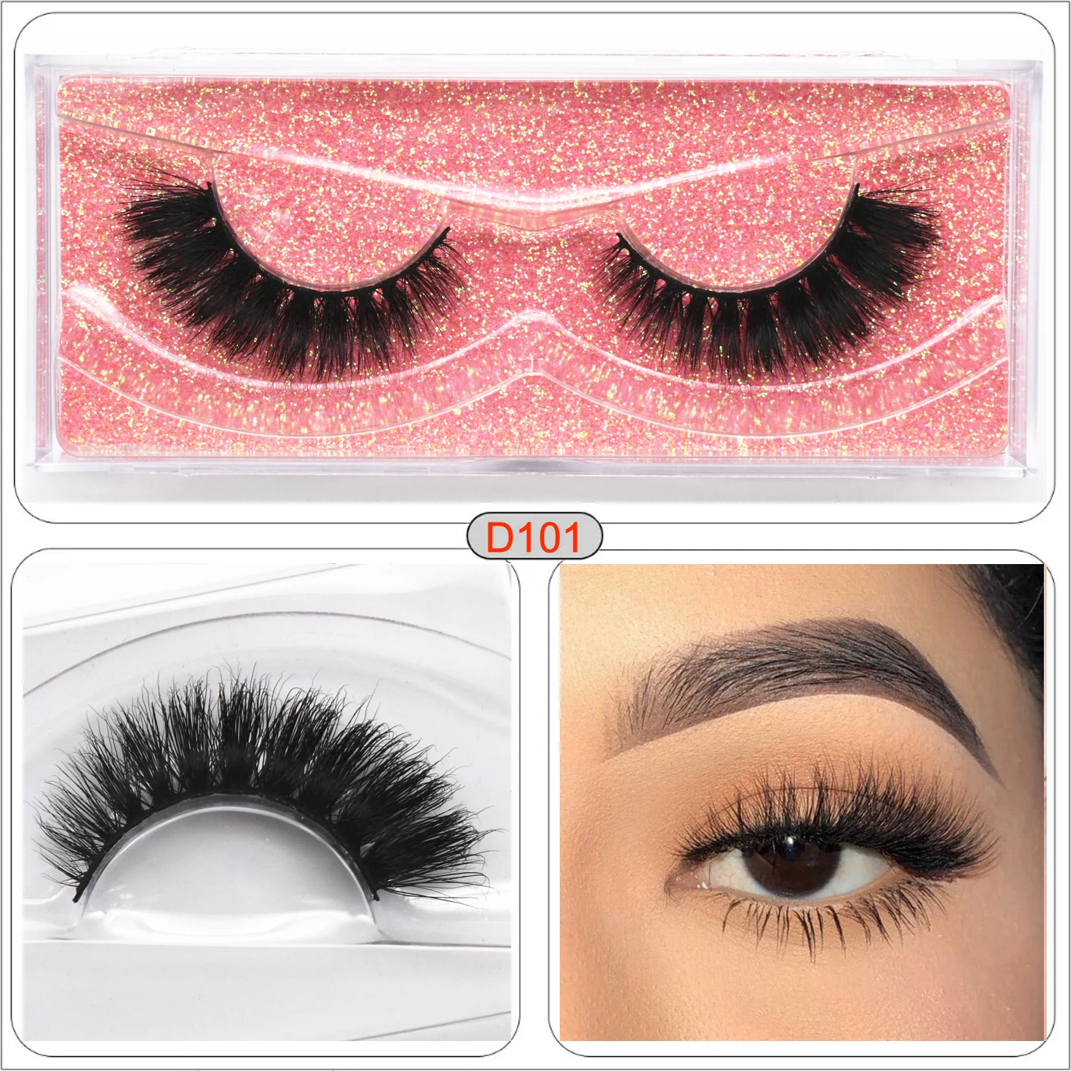 Pestañas de visón acampanadas para ojos de gato, pestañas postizas reutilizables de visón 3D, pestañas de tira completa, extensión de pestañas tenues D101