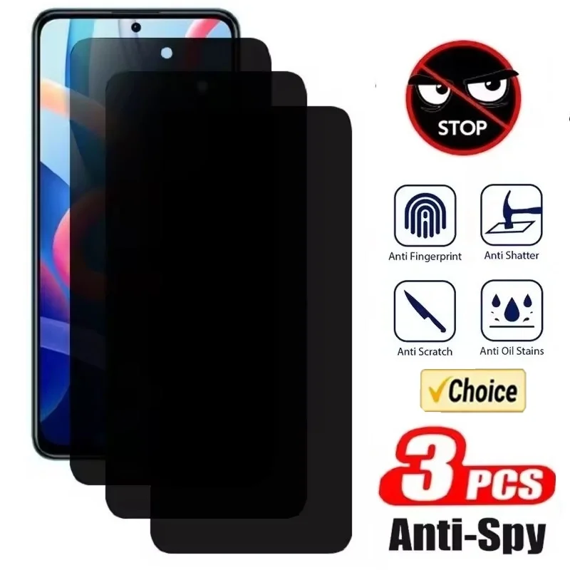 

3PCS Privacy Screen Protector for Xiaomi Redmi Note 12 11 10 13 Pro 11S 9 8 7 Plus 5G 10S 9S Anti-spy Glass for Redmi 10C 9A 9