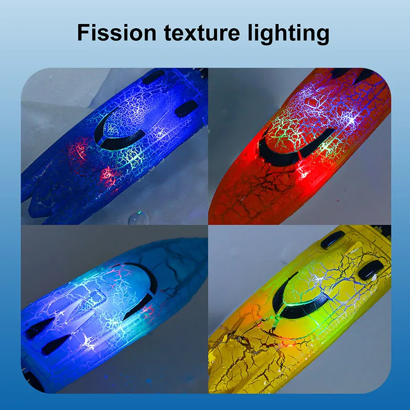 Mini cortador de 2,4 GHz 360 °   Brinquedos aquáticos de barco de controle remoto à prova d'água para lancha motora com luzes LED