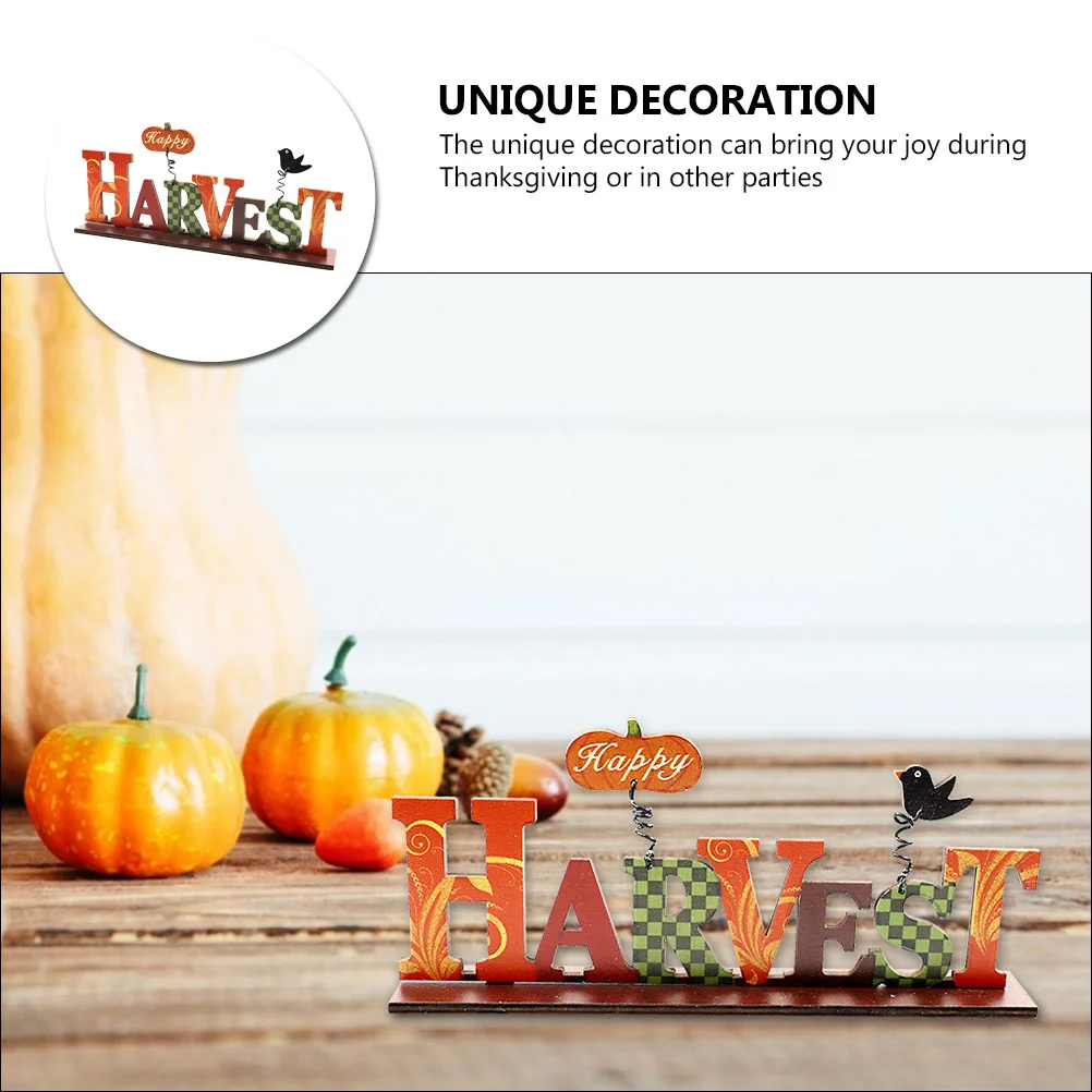 Thanksgiving Letter Ornaments Autumn Halloween Decorations Fall Party Hollow Carved Wooden Table Alphabet Adornments