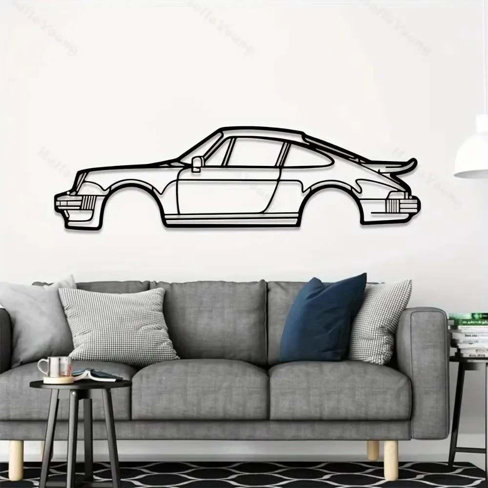 Wall Decoration Art Creative Metal Iron Art Line 911 Turbo Sports Car Wall Hanging Home Art Wall Decoration Pendant Ornament