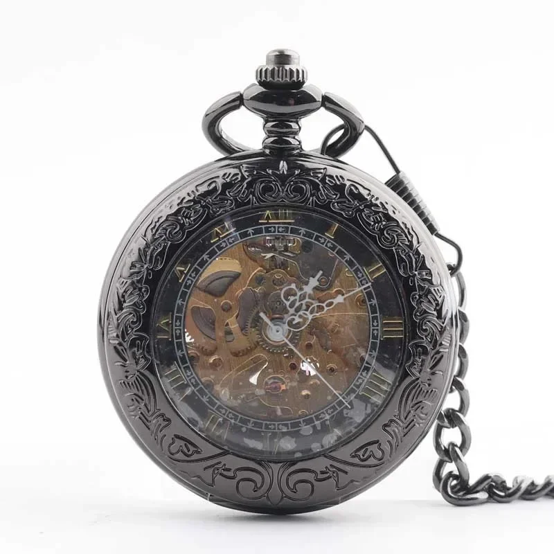 Relojes de bolsillo mecánicos de lujo Steampunk, reloj de bolsillo con esqueleto para hombre y mujer, relojes de bolsillo con cadena Fob, reloj Masculino