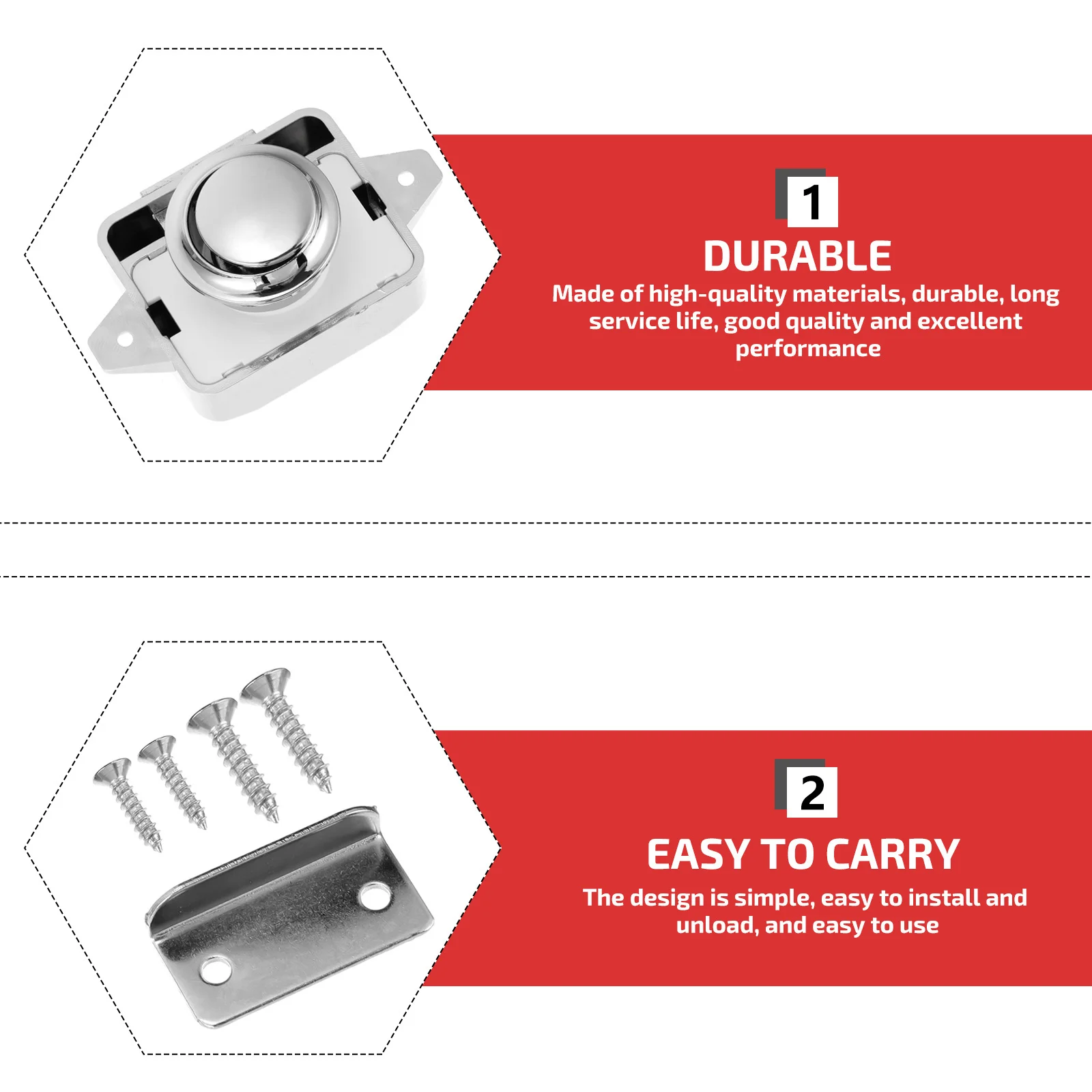 

5Pcs Push Button Locks Zinc Alloy ABS Durable Cabinet Door Catch Lock for Rv Motorhome Camper Furniture Drawer