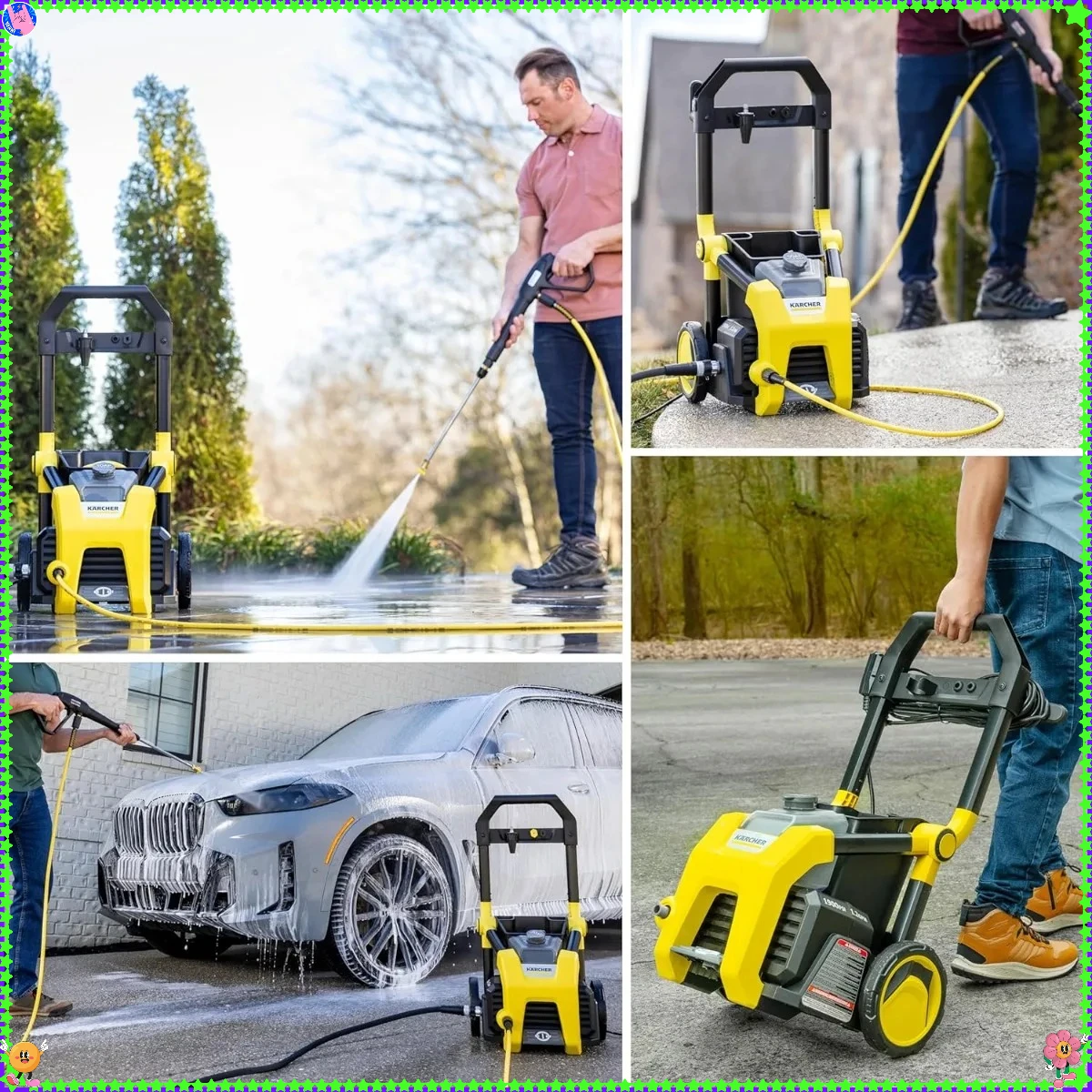 غسالة ريشر K1900PS، 3 فوهات رش، خزان منظف، للسيارات والممرات والانزلاق والباحات، 1.2 جالون في الدقيقة