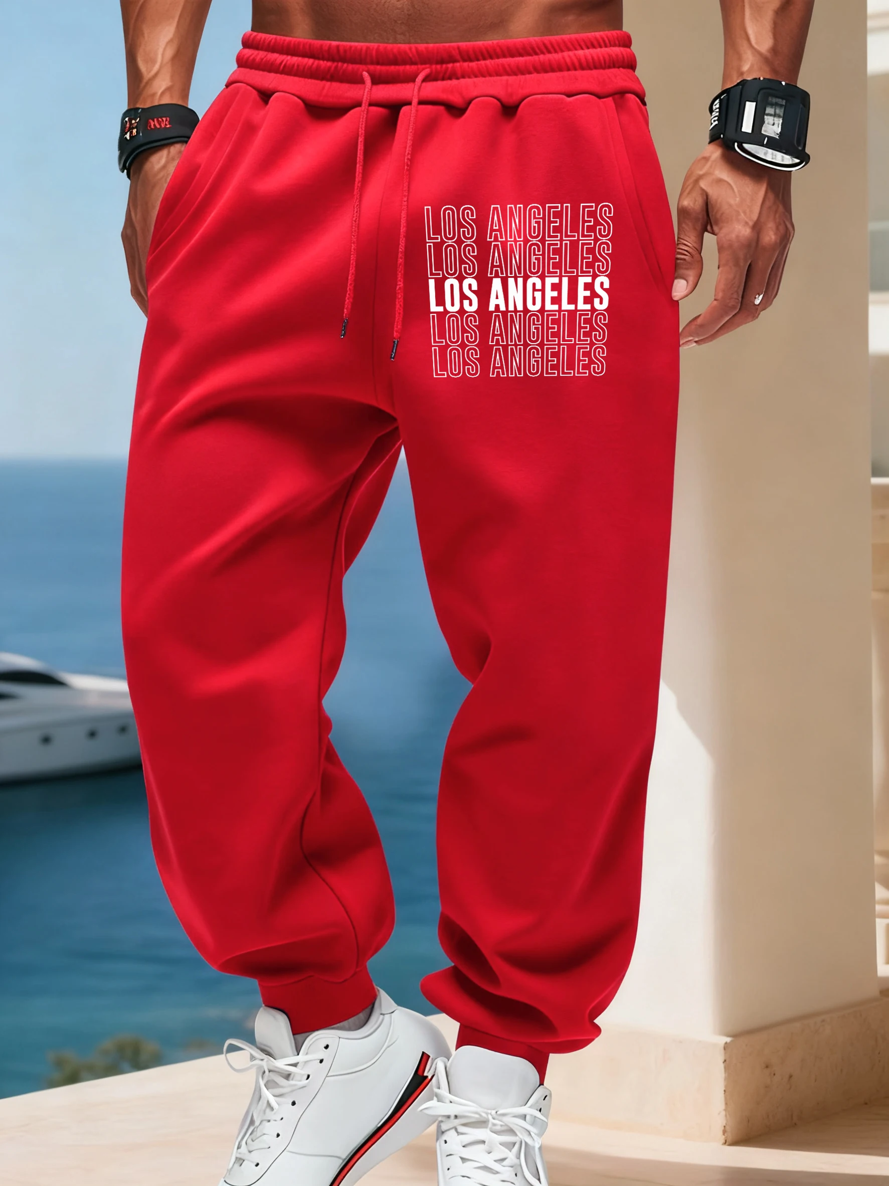 

Los Angeles Letter Prints Sportpants Man 11 Colors Joggers Sweatpants Elastic Waist Autumn Britches Fashion Versatile Long Pant