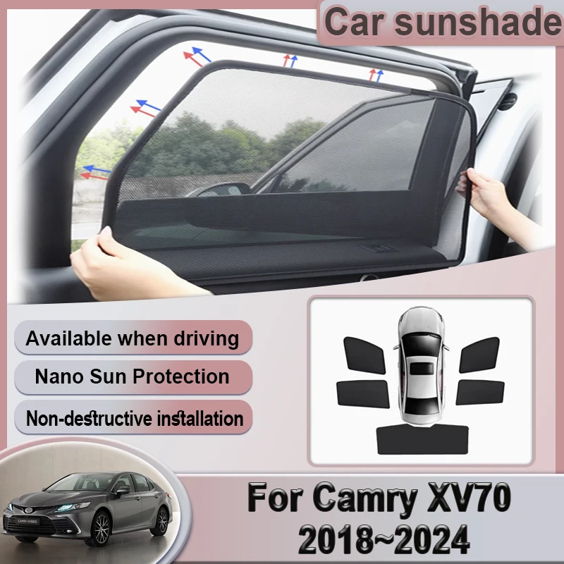 

Автомобильный сетчатый солнцезащитный козырек для Toyota Camry XV70 2018 ~ 2024 Daihatsu Altis, магнитный козырек для окна, солнцезащитный козырек, шторы, наклейки, аксессуары