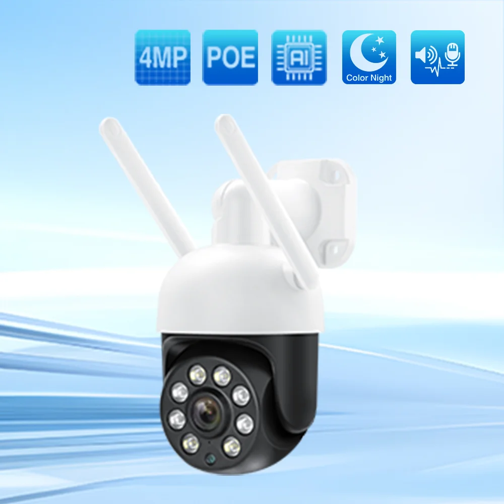 Techage 4MP PTZ WIFI IP Camera Wireless IP Camera Full Color Night Two Way Audio ONVIF Speed Outdoor Security Surveillance