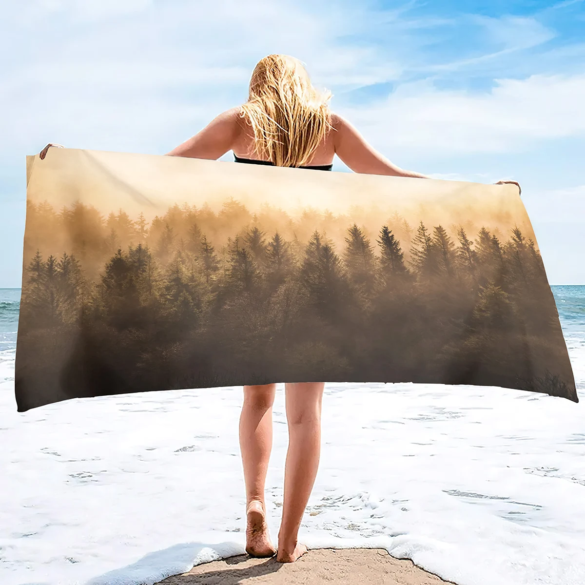 Microfiber Beach Towels Forest in The Fog Super Absorbent Soft Oversized Bath  Quick Dry Thin Lightweight Pool