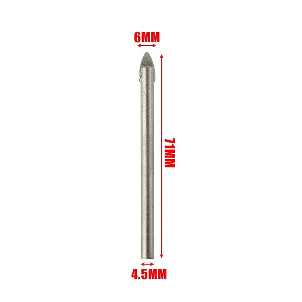 Foret en Carbure de Tungstène pour Carreaux de Céramique et Verre, Pointe de 6mm, Pièces d'Outils Électriques, Tige de 4.5mm, 10 Pièces