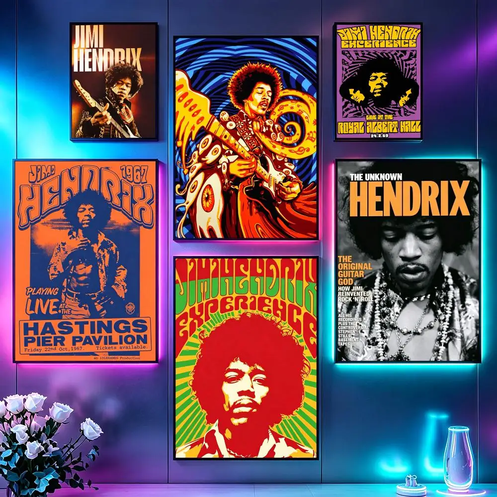 Singer Jimi HendrixS Poster Poster Sci Fi Cyberpunk HD Self Adhesive Wall Print Futuristic Home Game Room Decor Gift