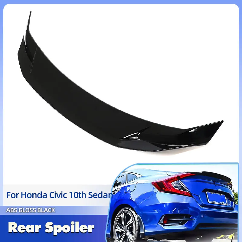 

Car Rear Trunk Spoiler Wings ABS Gloss Black for Honda Civic 10th Sedan 4-Door 2016-2021 Racing Rear Spoiler Boot Wing Lip
